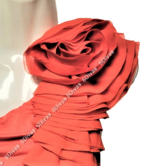 SEXY orange one shoulder figure hugging cocktail tight dress size M - Picture 3 of 12